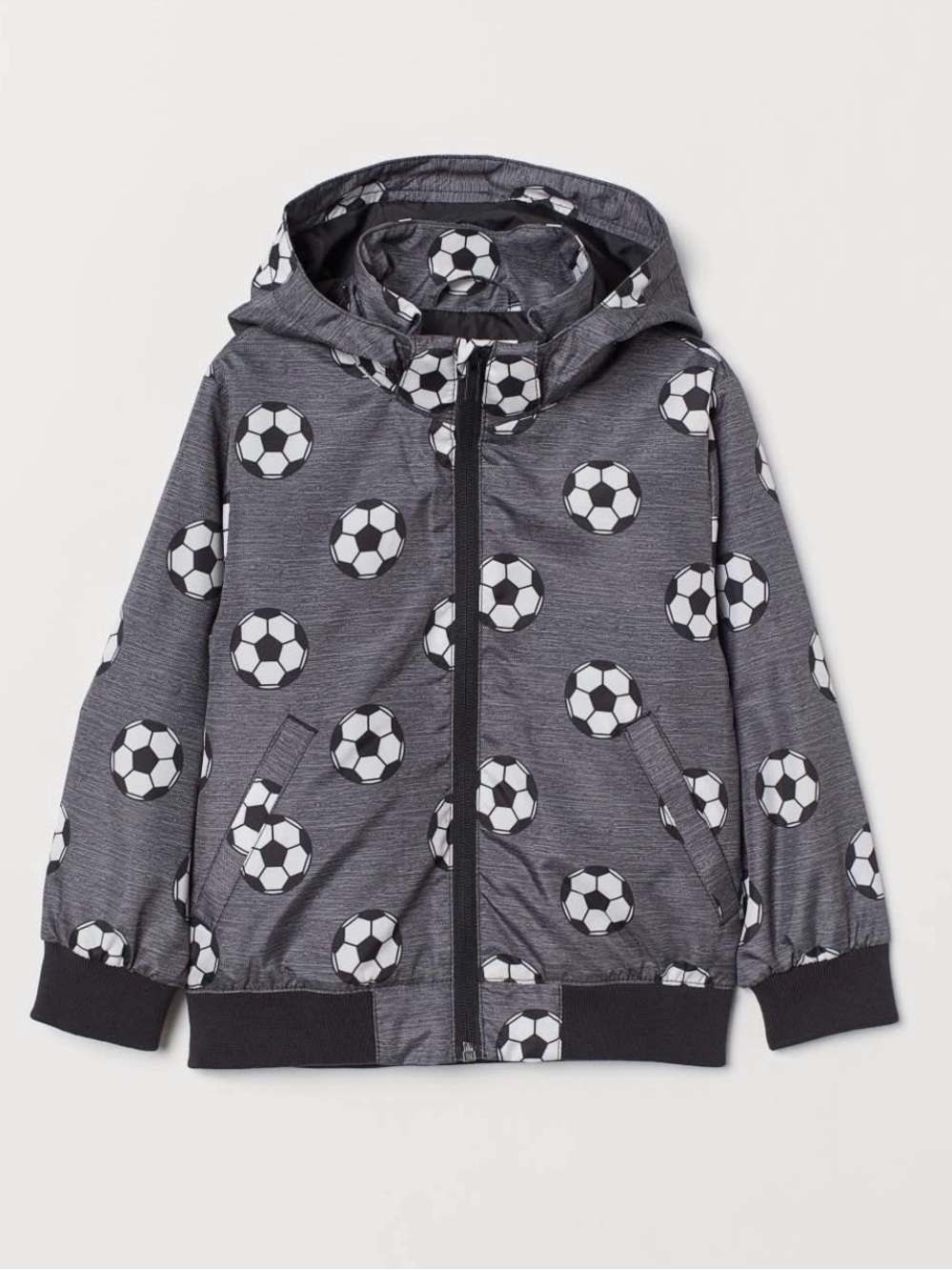 Kids Soccer Print Lightweight Lined Hooded Jacket